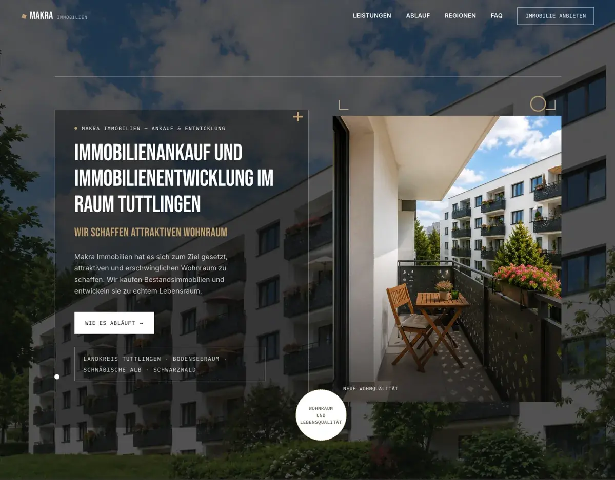 Website von Makra Immobilien